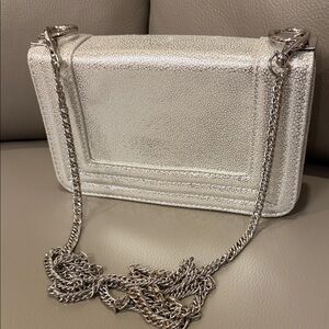 Urban Expressions- Chic Silver Crossbody Bag with Chain Strap